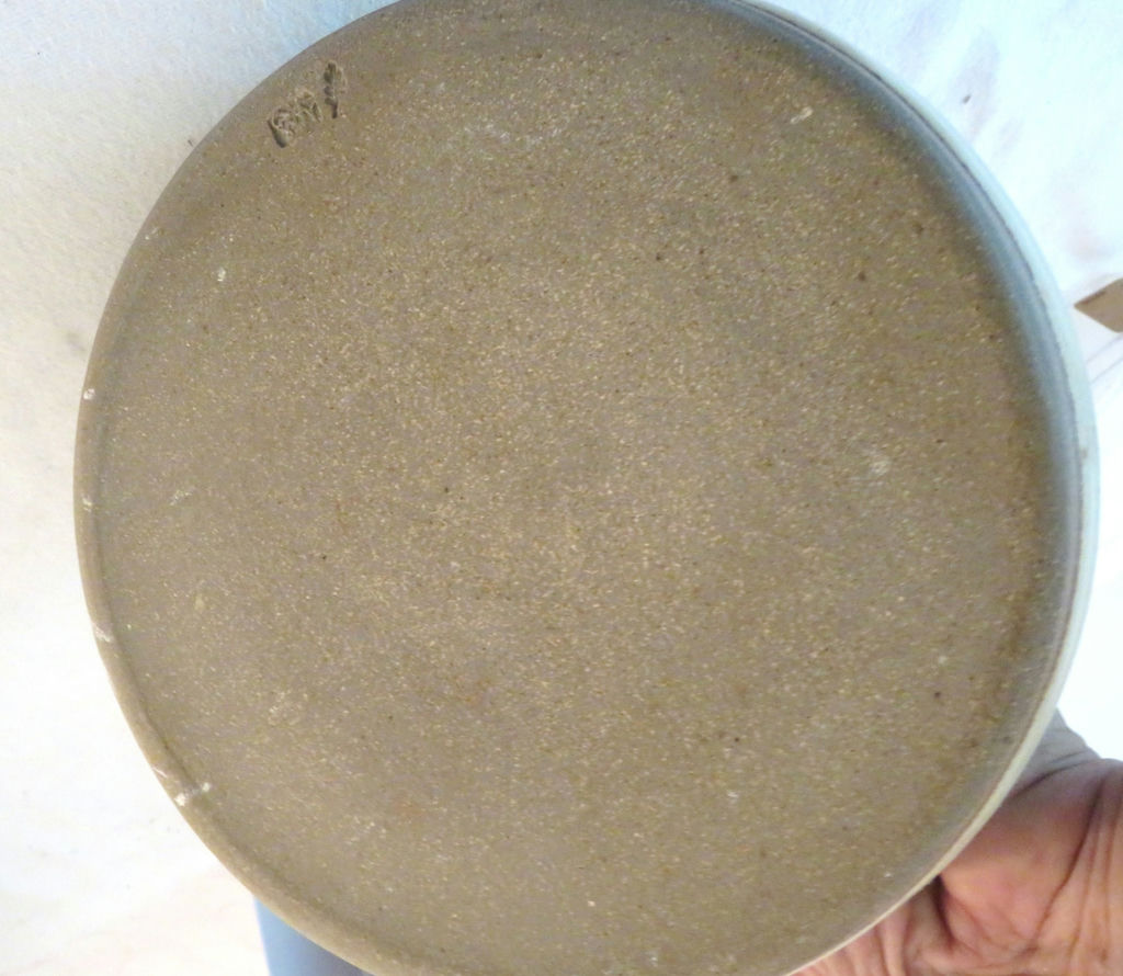 Studio Pottery Planter Basket with Bamboo Handle Signed - image 3 of 4