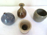 4 piece studio Pottery squat vases vessels - thumbnail 3 of 4