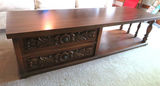 Vintage Lane Alta Vista Carved Wood 2 Drawer Coffee Table - thumbnail 1 of 7