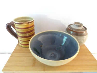 Studio Pottery Mug, Bowl, Jar with Lid - Image 1 of 10