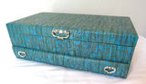 Vintage Turquoise Blue Gold Lady Buxton Jewelry Box - thumbnail 8 of 9