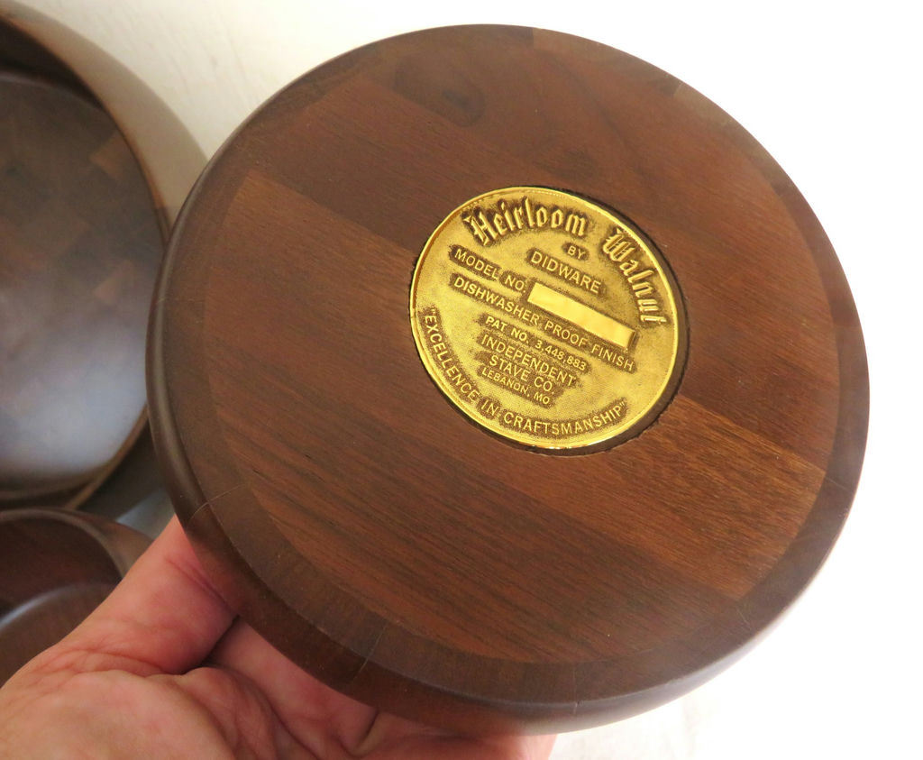 Vtg MCM Didware Walnut Salad Bowl Set with Serving Pair - image 5 of 7