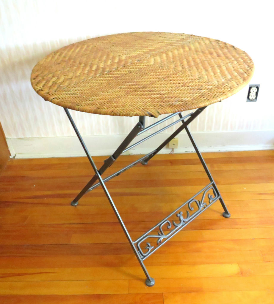 Rattan Folding Round Table 29.5” x 29” - image 1 of 5