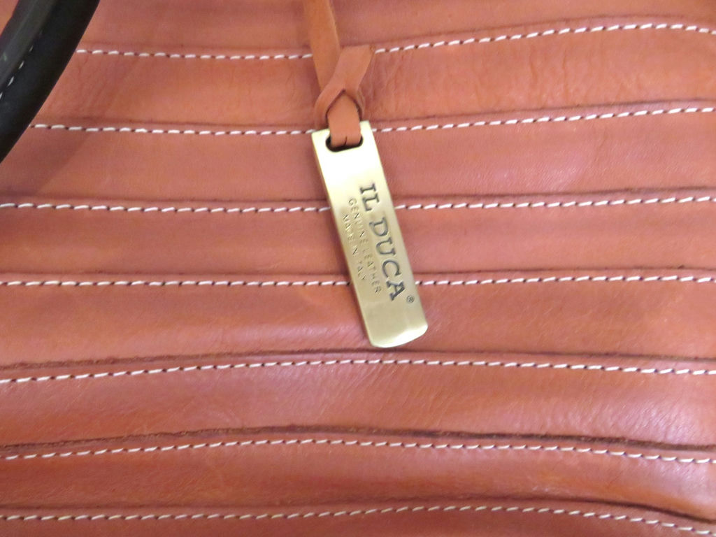 Il Duca Italy Two Tone Brown Leather Crossbody Tote Bag - image 2 of 5