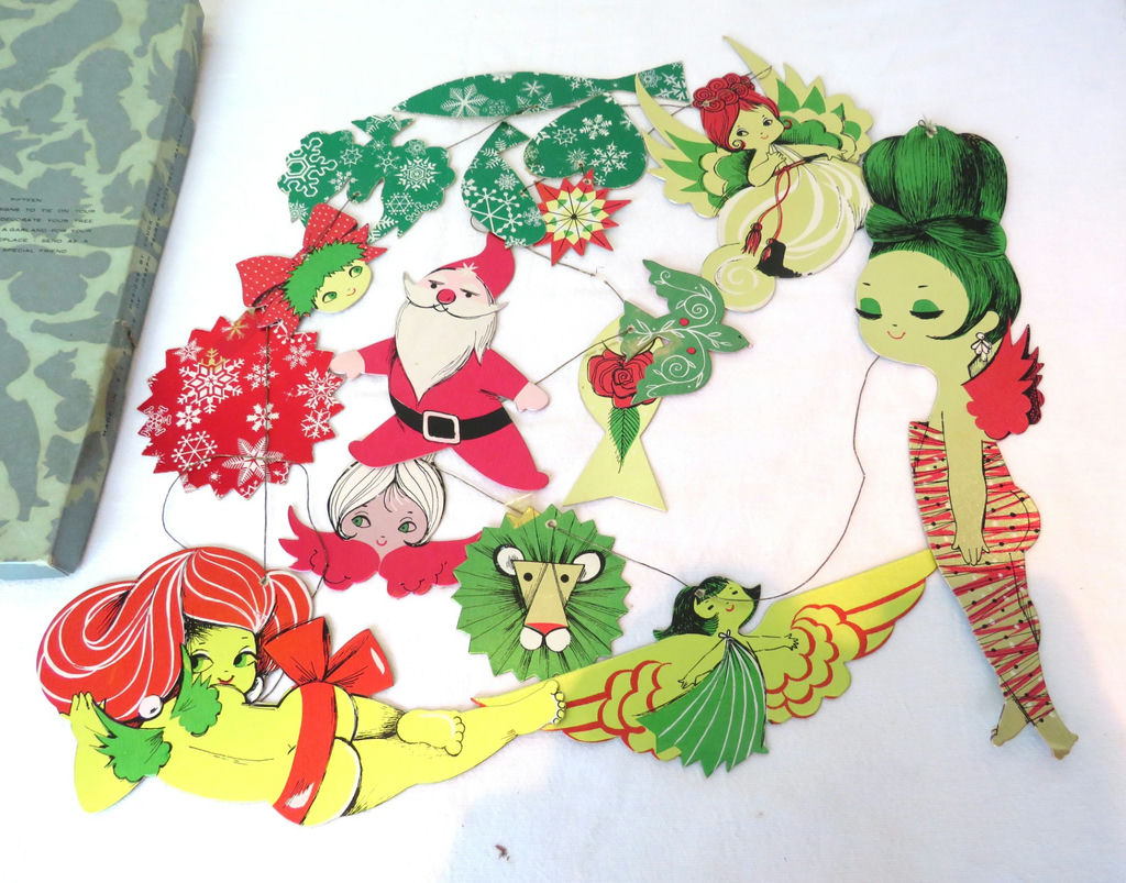 RARE Vintage Chuck Gruen MCM Die Cut Ornaments in Box - image 6 of 9