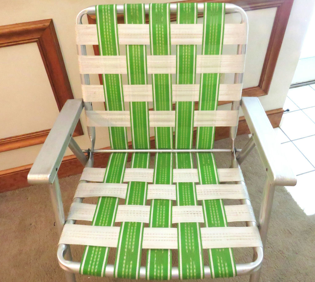 Vintage Lime Green Webbed Camp Chair - image 2 of 6