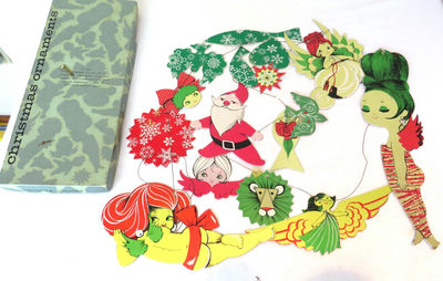 RARE Vintage Chuck Gruen MCM Die Cut Ornaments in Box - Image 1 of 9