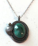 Sterling Silver Necklace with Malachite Stone Pendant - thumbnail 3 of 5
