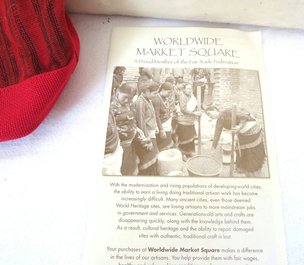 Handmade India fabric Tote Bag with Tags and Paperwork - image 2 of 6