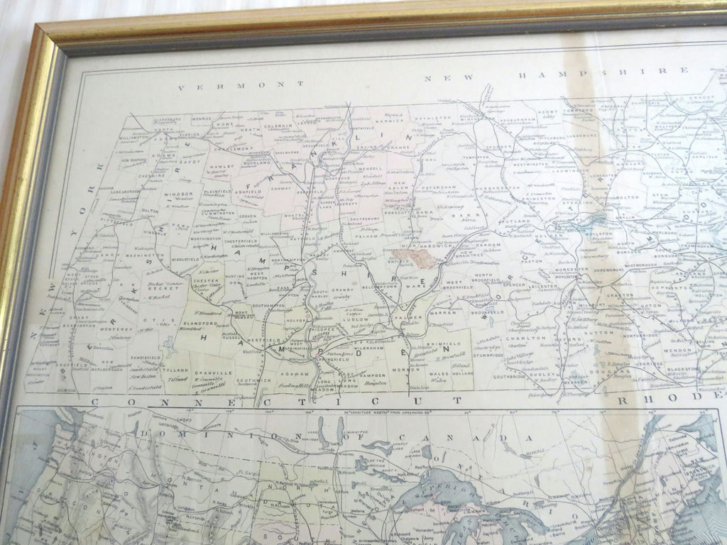 Antique Massachusetts & USA Framed Railroad Map 1898  - image 6 of 7