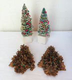 Pair of Vintage Flocked Christmas Trees and 2 Pine Cone Trees - thumbnail 1 of 6
