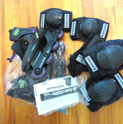 Pair of Roller Blade Boots with Blades and Pads - Image 1 of 6