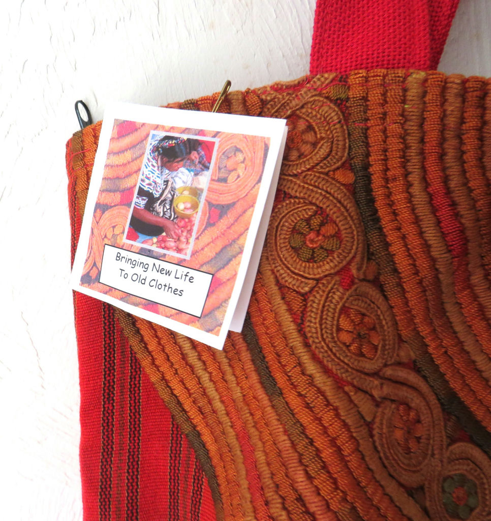 Handmade India fabric Tote Bag with Tags and Paperwork - image 5 of 6