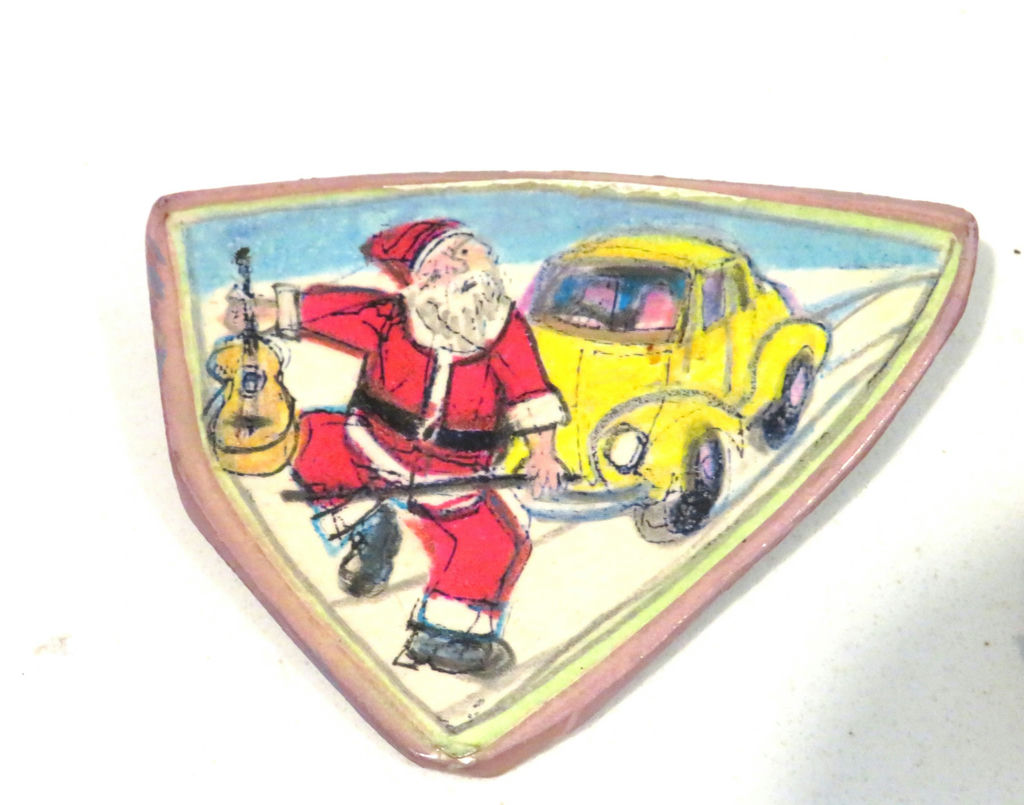 2 Vintage Christmas Pins Tree Marked Warner - image 2 of 5