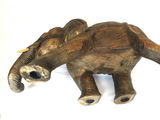 Large 20" Carved Wood Elephant With Tusks Signed  - thumbnail 5 of 6