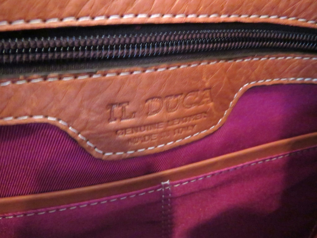 Il Duca Italy Two Tone Brown Leather Crossbody Tote Bag - image 4 of 5