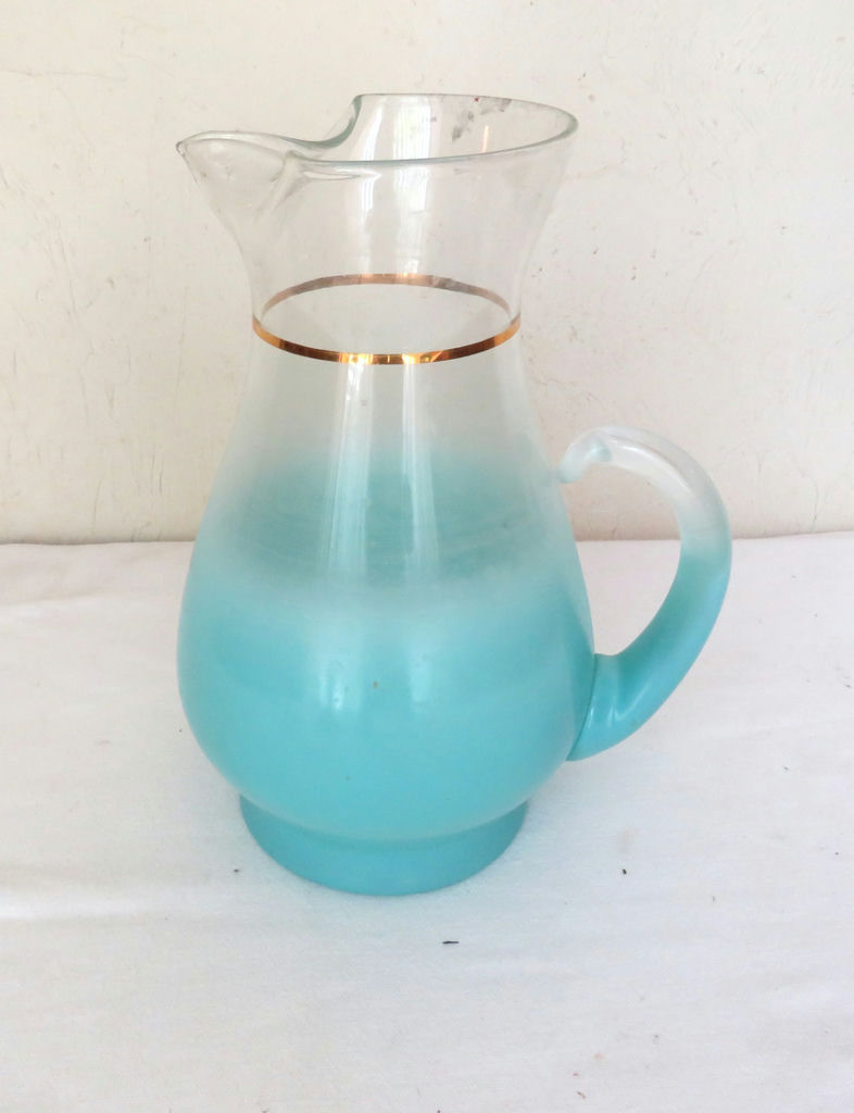 Vintage Blendo Frosted Blue Pitcher - image 1 of 4