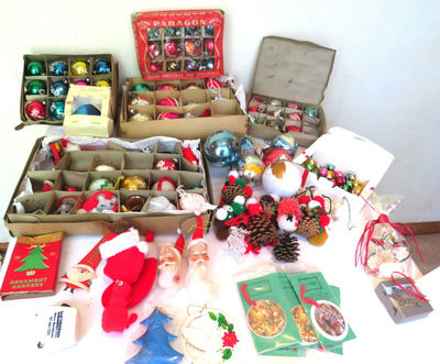 Large Lot of Vintage Christmas Ornaments Glass Porcelain Santas - Image 1 of 18