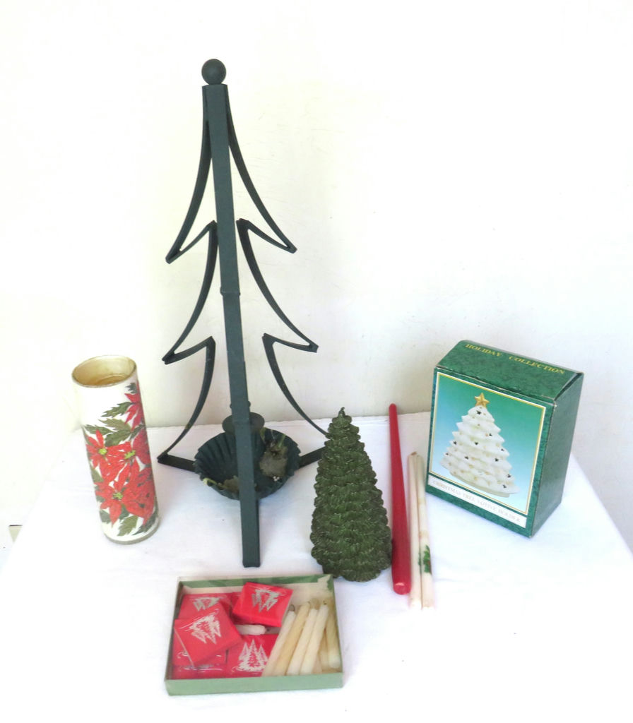 Variety of Christmas Candles and Wrought Iron Candle Tree - image 2 of 9