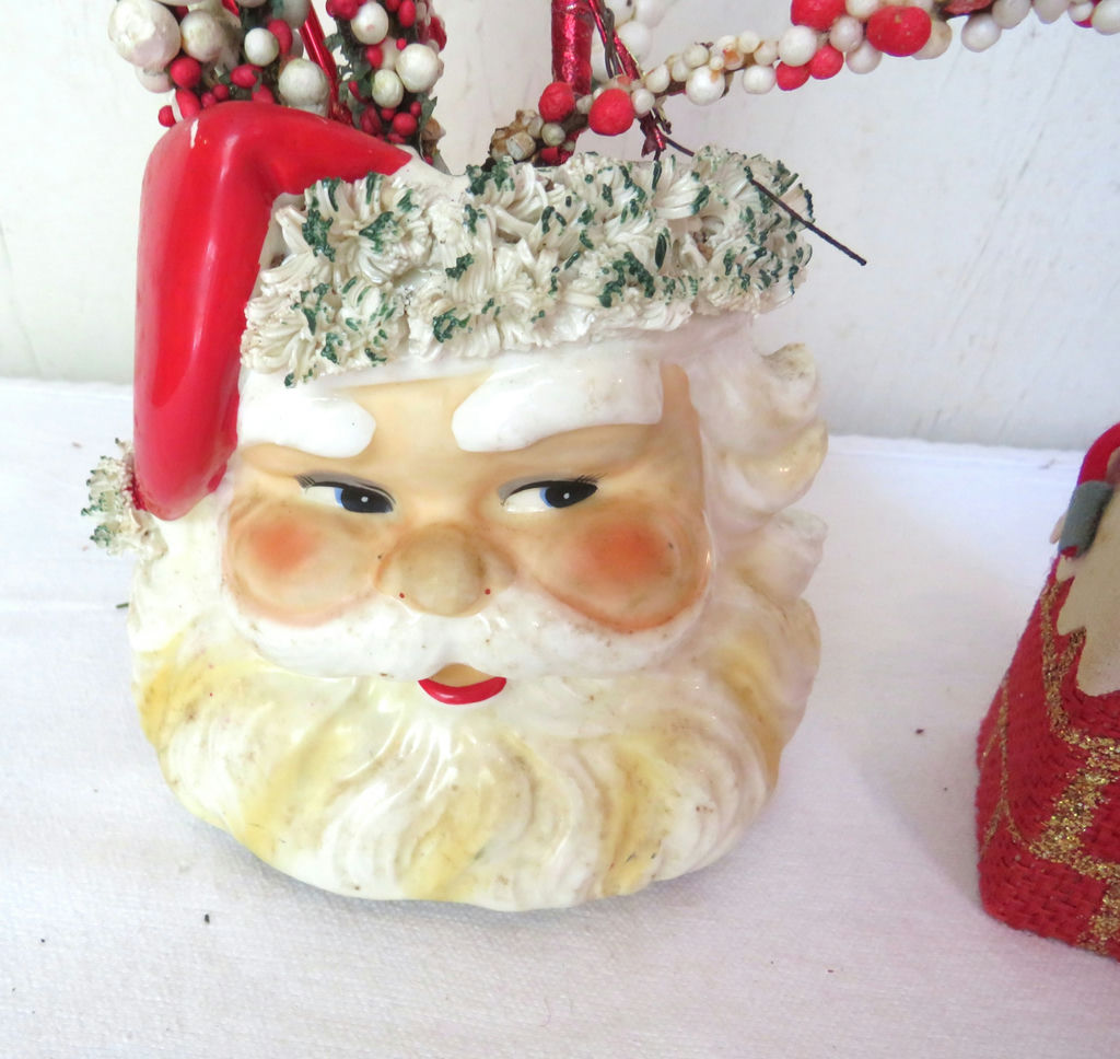 Vintage Relpo Ceramic Santa Planter and Santa in Chimney - image 2 of 6