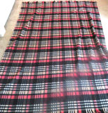 Vintage Red and Black Plaid Fringed Wool Throw Blanket - thumbnail 2 of 3