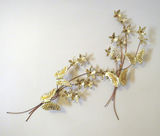 Vintage MCM Gold Butterfly Leaf Pair of Metal Wall Art - thumbnail 1 of 2