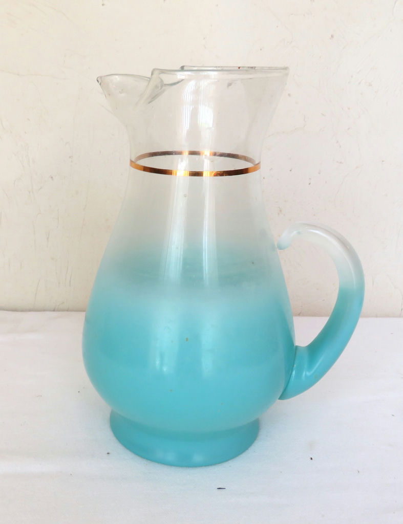 Vintage Blendo Frosted Blue Pitcher - image 2 of 4
