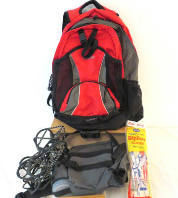 Sports Gear, Winter Cleats, Backpacks, Biplane Glider, Dominoes - Image 1 of 5