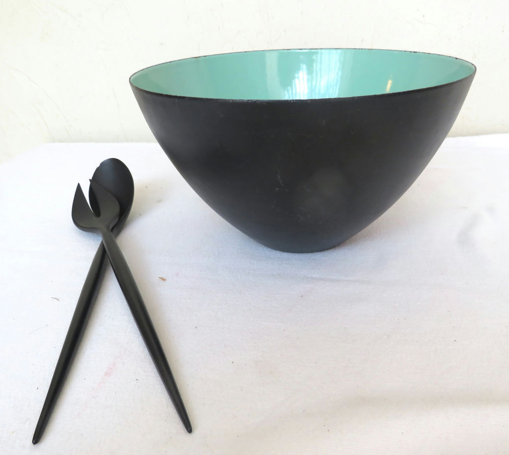Krenit MCM Green and Black Bowl with Salad Tongs - image 4 of 6