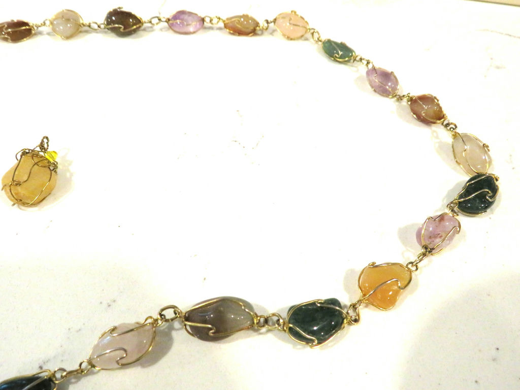 Multi Gemstone Wire Wrapped Necklace with Pendant - image 3 of 5