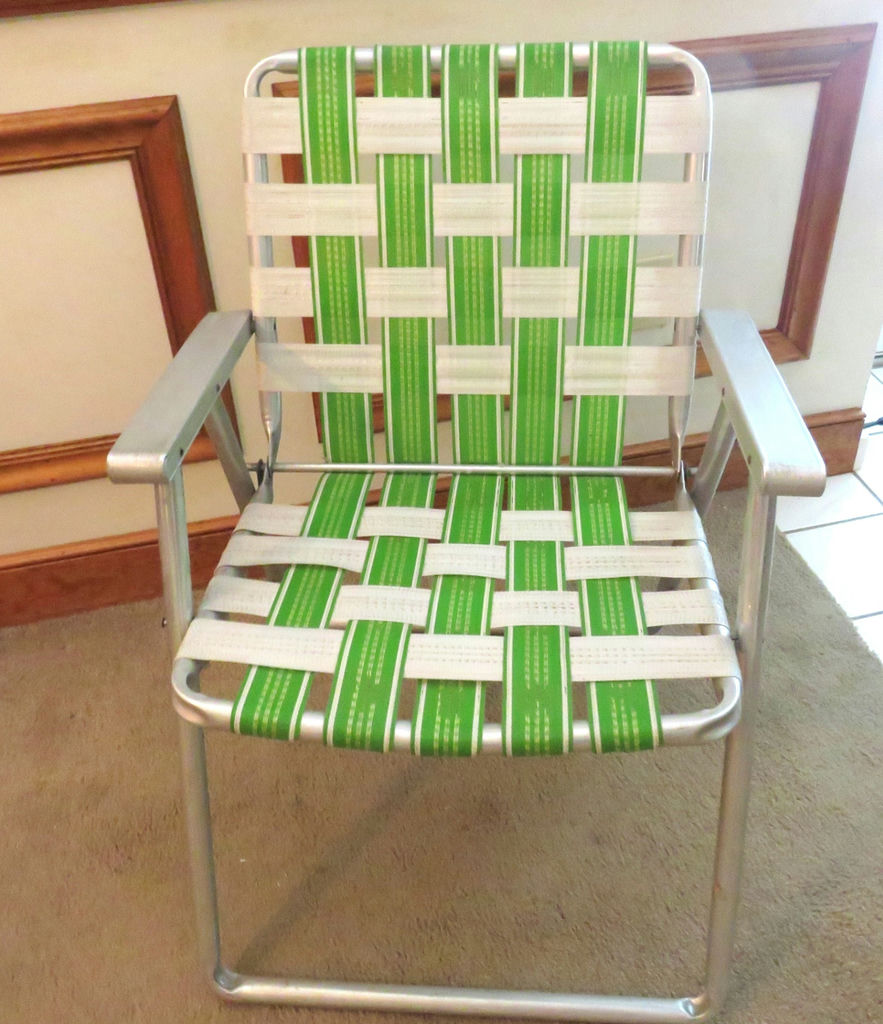 Vintage Lime Green Webbed Camp Chair - image 1 of 6