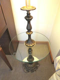 Vintage Table Floor Lamp with Glass Top & Ornate Brass Base - thumbnail 4 of 5