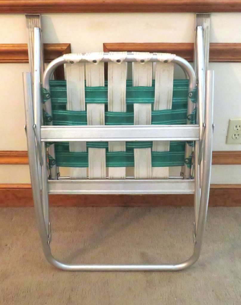 Vintage Green and White Webbed Camp Rocking Chair - image 5 of 5