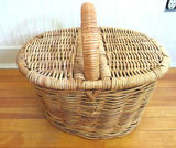 Wicker Picnic Basket with Bodum Crate & Barrel Red Plasticware Set of 4 - thumbnail 1 of 8