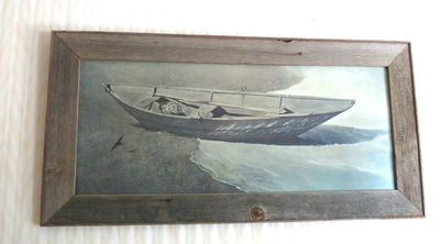Andrew Wyeth Spindrift Boat Print Framed with Barn Wood - Image 1 of 6