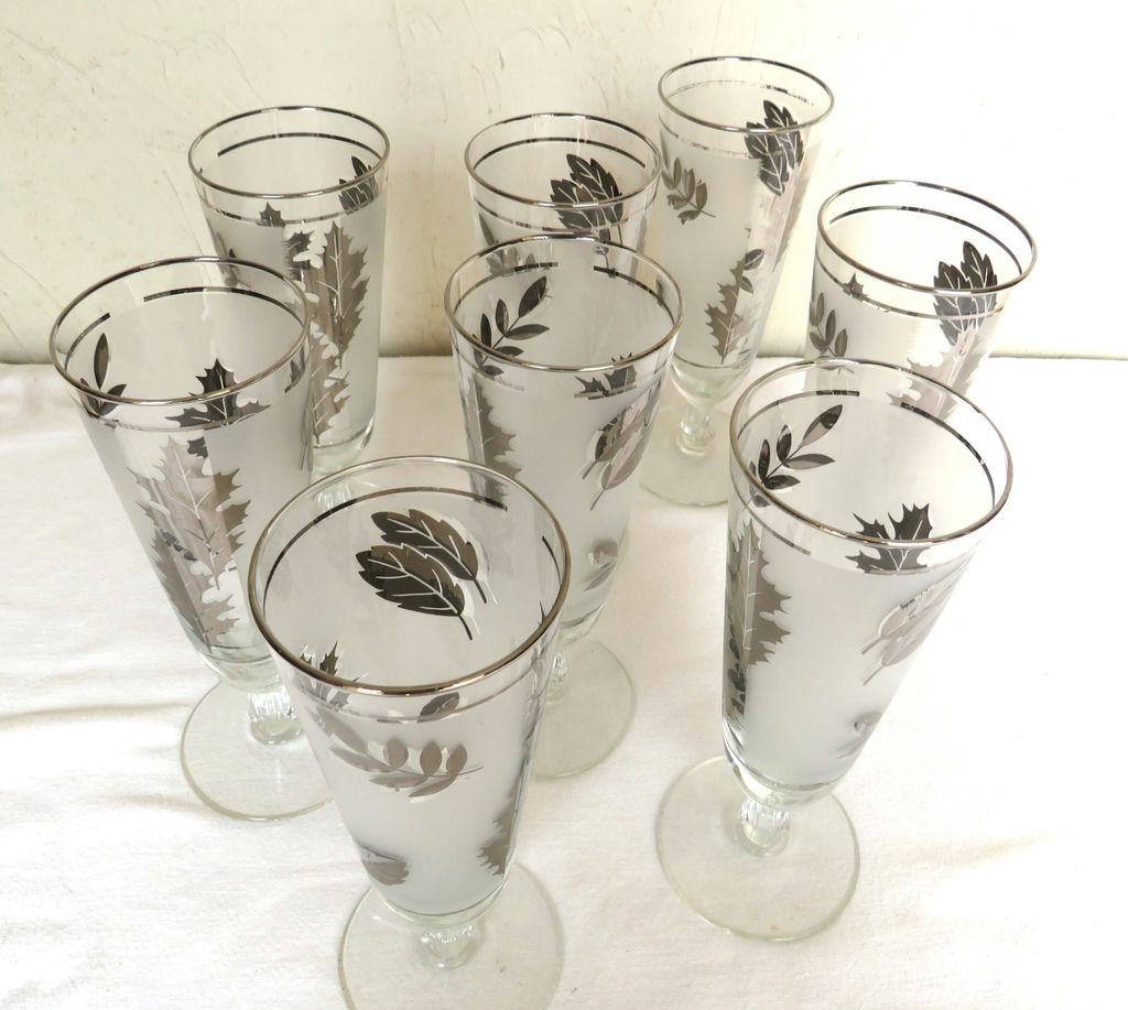 Vintage Libbey Silver Leaf Set of 8 Pisner Glasses - image 3 of 5