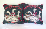 Pair of Portofino Christmas Geese Throw Pillows - thumbnail 1 of 4
