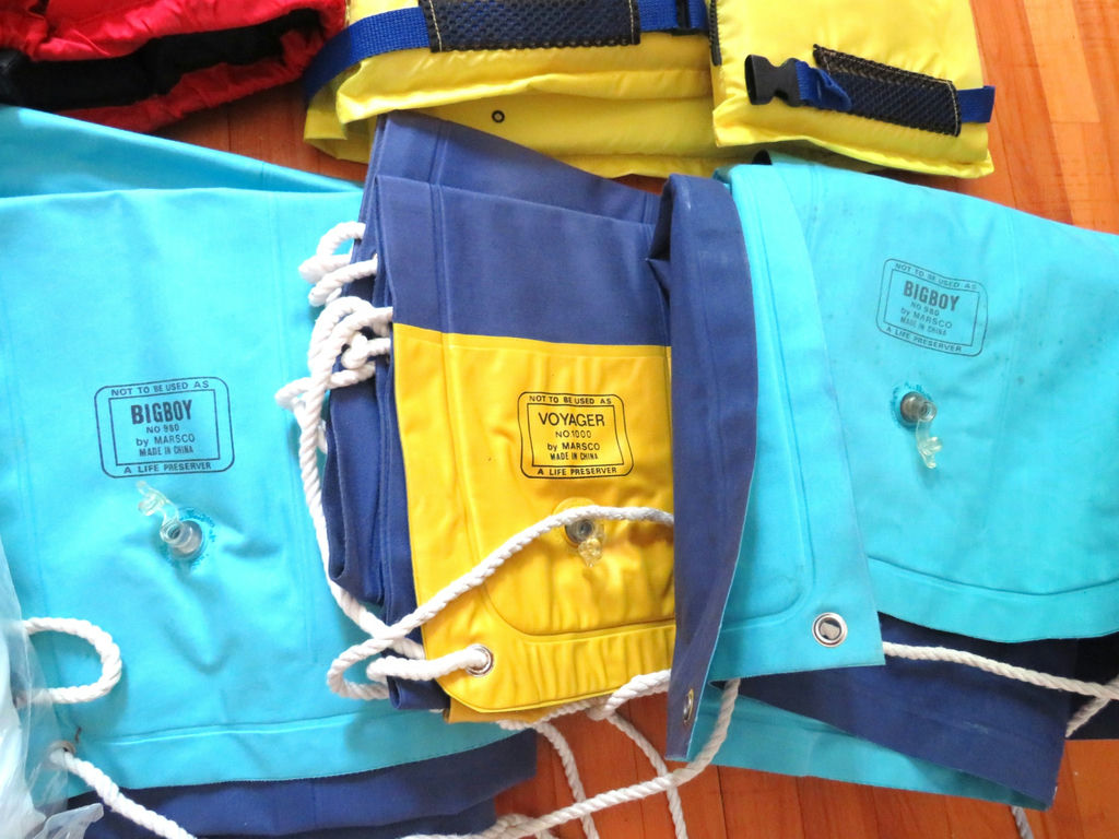 Boating lot of 2 Life jackets, 3 rafts, Buoyant cushion - image 2 of 5