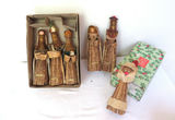 Vintage Corn Husk Burlap Wise Men Santa and Holy Family - thumbnail 1 of 6