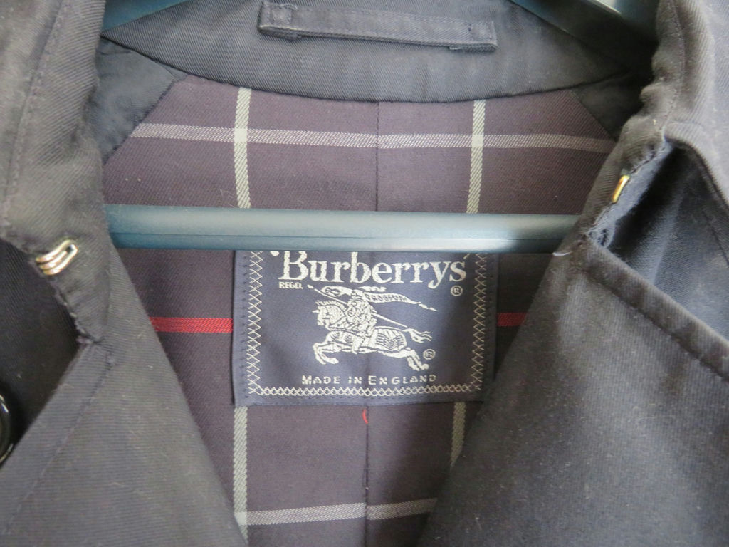Women's Navy Burberry's Plaid Lined Trench Coat Sz 10 Long  - image 3 of 14