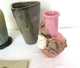 4 piece pottery lot vases and tile some signed - thumbnail 2 of 9