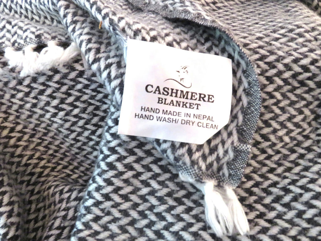 Gray/Blue and White Cashmere Throw Blanket - image 2 of 4