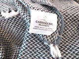 Gray/Blue and White Cashmere Throw Blanket - thumbnail 2 of 4