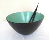 Krenit MCM Green and Black Bowl with Salad Tongs - thumbnail 1 of 6