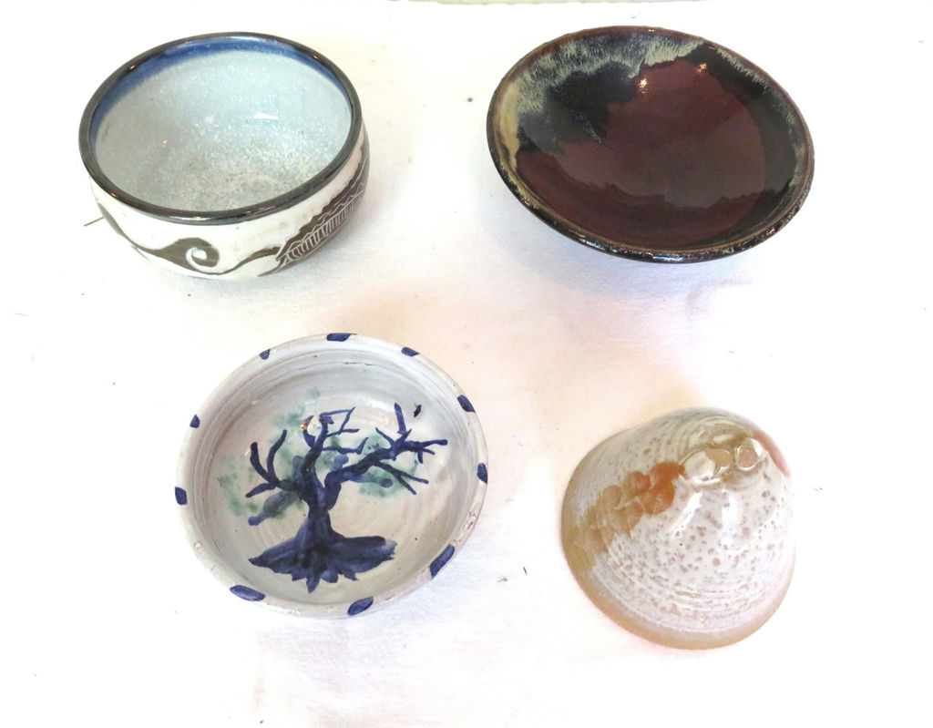 4 piece studio Pottery bowls and bell - image 2 of 10