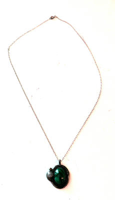 Sterling Silver Necklace with Malachite Stone Pendant - Image 1 of 5