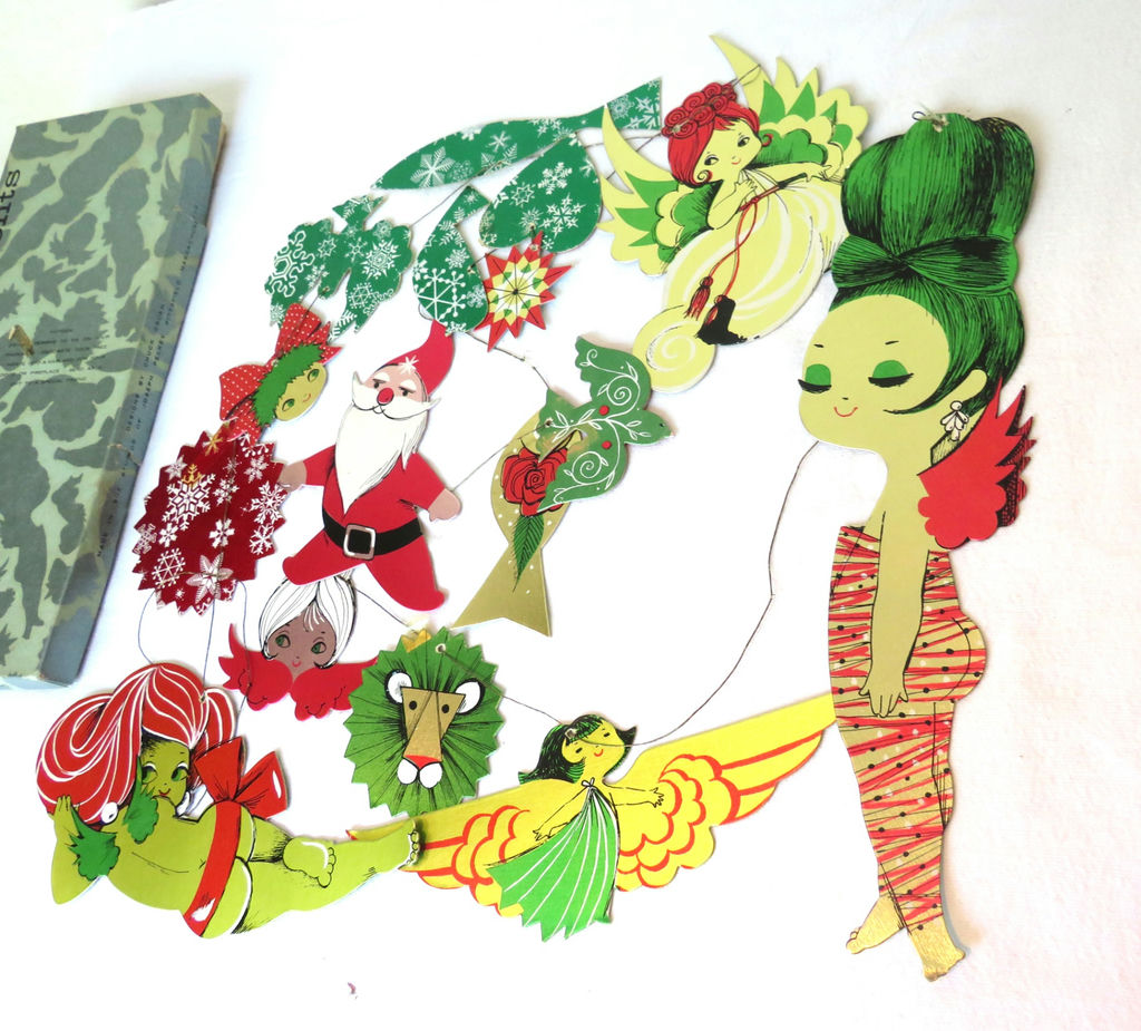RARE Vintage Chuck Gruen MCM Die Cut Ornaments in Box - image 4 of 9