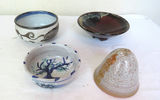 4 piece studio Pottery bowls and bell - thumbnail 1 of 10