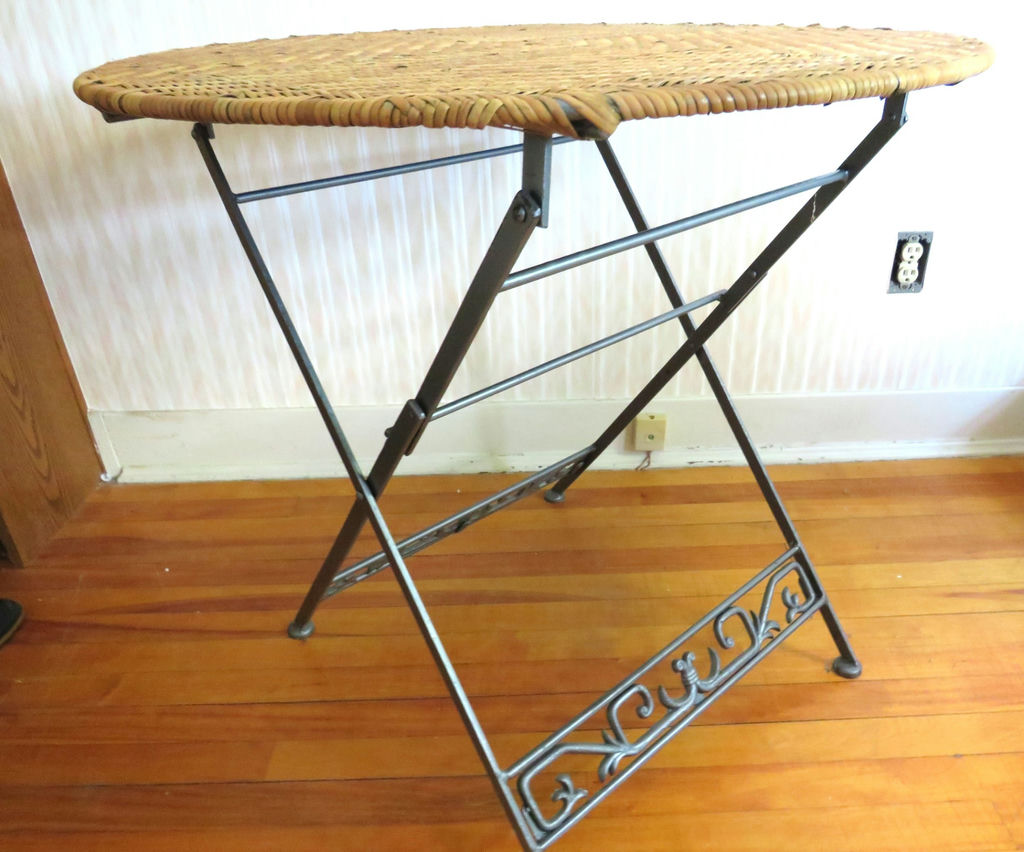 Rattan Folding Round Table 29.5” x 29” - image 3 of 5