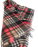 Vintage Red and Black Plaid Fringed Wool Throw Blanket - thumbnail 3 of 3